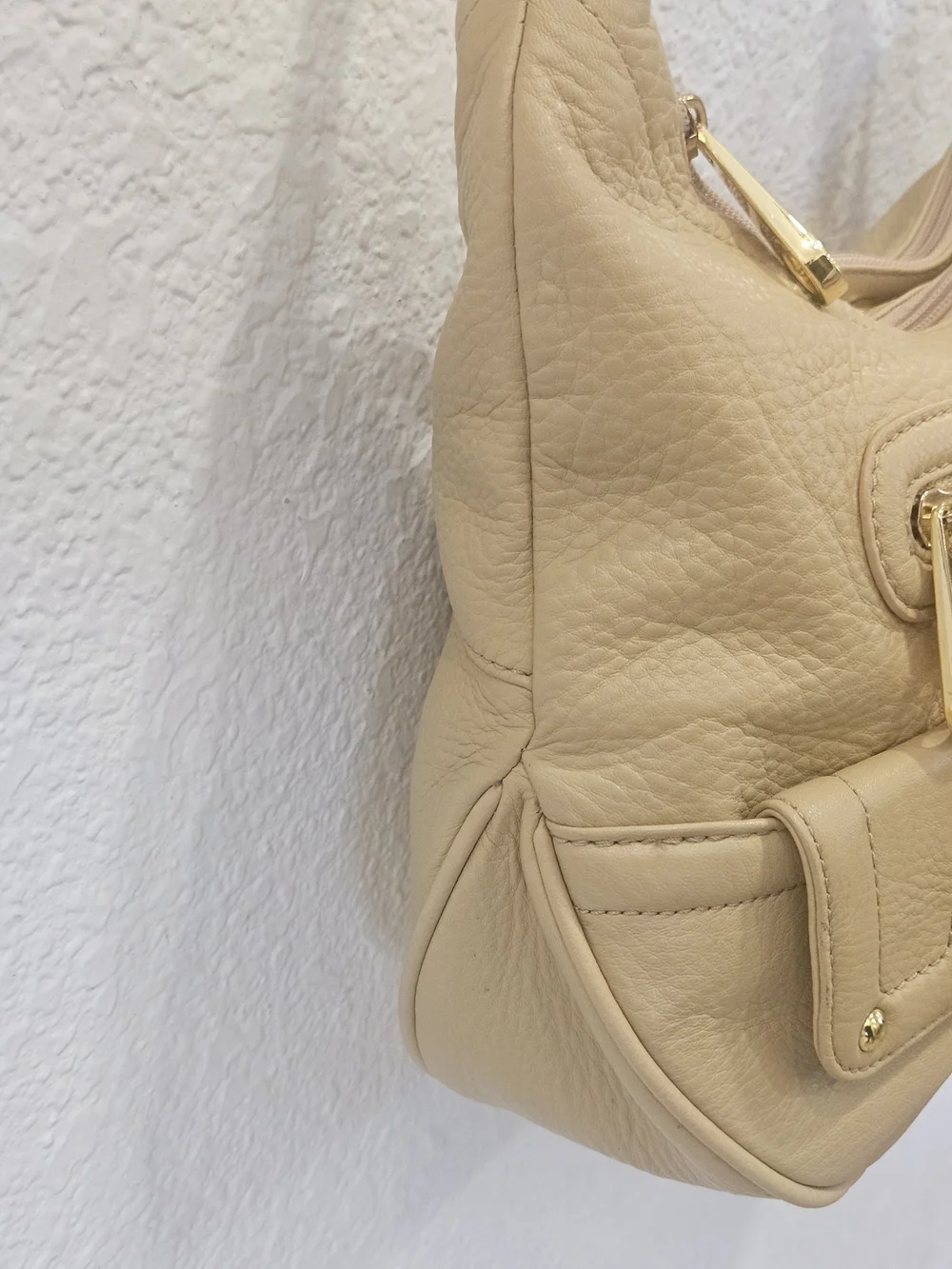 Stone Mountain Leather Hobo Shoulder Bag Purse & Matching Wallet Combo Beige